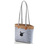 Kobolo Tasche aus Filz und Wasserhyazinthe - Hirsch - grau - 35x15x30 cm