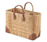Kobolo Tasche aus Seegras 47x19x42 cm braun, geflochtene Einkaufstasche mit Lederhenkeln, geräumiger Shopper & Korbtasche für Einkauf, Strand, Urlaub, Markt & Alltag, handgefertigt und robust