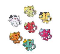 KOCKSHION 50 Stück Bunte Katzen Holzknöpfe mit 2 Löchern zum Nähen und Basteln Dekorative Knöpfe für Kleidung Wie Jacken und Hemden 25 X 23mm Zufällige Farbe
