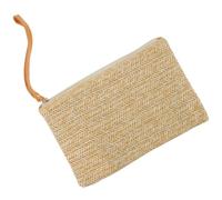 KOCKSHION Handgefertigte Strohhandtasche für Damen mit Reißverschluss Strandtasche und Münzbeutel Große Kapazität für Sommer und Alltag