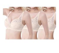 KODMNSW 3er Pack BH Damen mit Bügel Push Up Spitzen BHS Set Sexy Y2K Bequemer Bra Große Größen Starker Halt Bustier Tiefem V-Ausschnitt Dünn Weich Balconette BH Fraun Klassische BHS Beige 90C