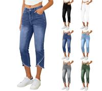 KODMNSW 7/8 Jeans Damen Sommer Stretch Skinny Jeanshose Caprihose High Waist Sommerhose Bequeme Denim Hose mit Taschen Slim Fit Leicht Sommerjeans Elegante Jeanshosen Freizeithose Blau S