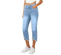KODMNSW 7/8 Jeans Damen Sommer Stretch Skinny Jeanshose Caprihose High Waist Sommerhose Bequeme Denim Hose mit Taschen Slim Fit Leicht Sommerjeans Elegante Jeanshosen Freizeithose Hellblau XXL