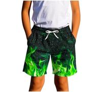KODMNSW Badeshorts Jungen Badehose Sommer Kurze Hosen Cool Schwimmhose Atmungsaktiv Kurze Sporthose Bermuda Shorts Strandhose für Strand Schwimmen 7-14 Jahre Grün 160