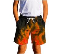 KODMNSW Badeshorts Jungen Badehose Sommer Kurze Hosen Cool Schwimmhose Atmungsaktiv Kurze Sporthose Bermuda Shorts Strandhose für Strand Schwimmen 7-14 Jahre Orange 160