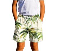 KODMNSW Badeshorts Jungen Badehose Sommer Kurze Hosen Cool Schwimmhose Atmungsaktiv Kurze Sporthose Bermuda Shorts Strandhose für Strand Schwimmen 7-14 Jahre Grün 130