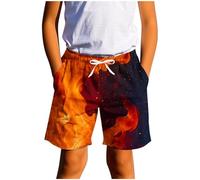 KODMNSW Badeshorts Jungen Badehose Sommer Kurze Hosen Cool Schwimmhose Atmungsaktiv Kurze Sporthose Bermuda Shorts Strandhose für Strand Schwimmen 7-14 Jahre Orange 160