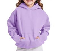 KODMNSW Hoodie Mädchen Casual Kapuzenpullover Herbst Winter Warm Sweatshirt Langarm Pullover mit Kapuze Taschen Einfarbig Langarmshirt Locker Lässige Hoodies Kinder Top Lila 5 Jahre