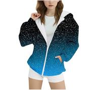 KODMNSW Hoodie Mädchen Kapuzenpullover Tie-dye Sweatjacke Sweatshirt mit Kapuzen Reißverschluss Batik Farbverlauf Kapuzenjacke Zipper Hoodie Kinder Outdoor Jacke Blau 160
