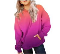 KODMNSW Hoodie Mädchen Sweatshirt mit Kapuze Farbverlauf Kapuzenpullover Locker Casual Pullover Oversized Langarmshirt Y2K Top Süß Elegante Oberteile Lässig Basic Longshirt Orange 110