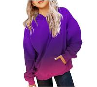 KODMNSW Hoodie Mädchen Sweatshirt mit Kapuze Farbverlauf Kapuzenpullover Locker Casual Pullover Oversized Langarmshirt Y2K Top Süß Elegante Oberteile Lässig Basic Longshirt Lila 160