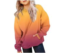 KODMNSW Hoodie Mädchen Sweatshirt mit Kapuze Farbverlauf Kapuzenpullover Locker Casual Pullover Oversized Langarmshirt Y2K Top Süß Elegante Oberteile Lässig Basic Longshirt Gelb 160