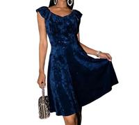 KODMNSW Kleid Damen Sommerkleid Ärmellos Samtkleid Figurbetont Elegante Partykleid Freizeitkleid Cocktailkleid Abendkleider Bohokleid Atmungsaktiv Sommerkleidung Modisch Damenkleid Dunkelblau L