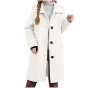 KODMNSW Mädchen Mäntel Wintermantel Wollmantel Trenchcoat Herbst Winter Tweedmantel Fleecemantel Einfarbig Langer Windjacke Warme Winter Jacke Outdoormantel Peacoat Übergangsmantel Weiß 160