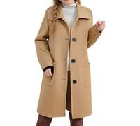 KODMNSW Mädchen Mäntel Wintermantel Wollmantel Trenchcoat Herbst Winter Tweedmantel Fleecemantel Einfarbig Langer Windjacke Warme Winter Jacke Outdoormantel Peacoat Übergangsmantel Kaffee 140