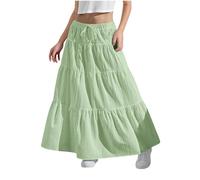 KODMNSW Maxirock Mädchen Langer Rock Faltenrock mit Fliege Maxi Skirt Elastischer Bund Breitersaum Röcke Lang Sommer Leichte Kinder Tellerrock Einfach Schick Strandrock Freizeitrock Gr.120-170