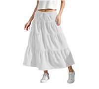 KODMNSW Maxirock Mädchen Langer Rock Faltenrock mit Fliege Maxi Skirt Elastischer Bund Breitersaum Röcke Lang Sommer Leichte Kinder Tellerrock Einfach Schick Strandrock Freizeitrock Gr.120-170