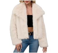 KODMNSW Pelzmantel Damen Kurz Faux fur Coat Winterjacke Pelzjacke Kunstpelz Mantel Felljacke Fashion Teddy Jacke Softshelljacke Teddyjacke Wollmantel Wintermantel Kunstfellmantel Beige 3XL