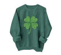 KODMNSW St. Patrick's Day T-Shirt Damen Glücksklee St. Patrick Day Langarm Tshirt Lucky Shirt Irischen Kleeblatt Muster Langarmshirt für Party, Bühnenauftritt, Festival, Motto Party Grün L