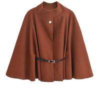 KODMNSW Wollmantel Damen Kurz A-Linien-Taille Dufflecoat Herbst Winter Wolljacke Fleecejacke Fashion Jacke Einfarbig Kapuzenpullover Herbstjacke Übergangsjacke Frau Mantel Braun XL