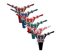 KOEMCY 5 Stück Slips Mehrpack Unterhosen Damen String Tanga mit Schmetterling Stickerei Nahtlos Pantys Hipster Unterwäsche Baumwolle Thong für Alltag