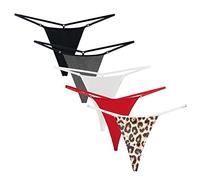 KOEMCY 5 Stück Unterhosen Damen String Tanga Slips Mehrpack Pantys Nahtlos Hipster Baumwolle Unterwäsche Atmungsaktiv Unsichtbar Alltag