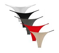 KOEMCY 5er Pack String Tangas für Damen T Back G String Höschen Sexy Niedrige Taille Nahtlose String Unterhosen Atmungsaktive Baumwolle Thongs G-Strings Bikinis Unterwäsche (L)