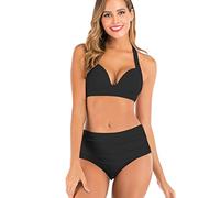 KOEMCY Bikini Damen Set Neckholder Highwaist Bikiniset Push up Badebekleidung Halter Badeanzug Zweiteilig Triangle Swimwear Bademode Strandmode Schwimmanzug
