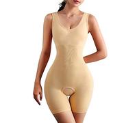 KOEMCY Body Shaper Damen Shapewear Shaping Bodysuit Bauchweg Figurformender Formende Bodys Taillenformer Lange Beine Formbody Bodyformer (Beige, XS/S)
