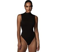 KOEMCY Damen Body Ärmellos Bodysuits Stehkragen Elegant Shapewear Bodysuit Tanga Unterziehbody Nahtlos Figurbetont Shaper Tanktop Bodies Einteiler Basiskleidung