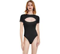 KOEMCY Damen Body Ärmellos Kurzarm Cutout Bodysuits Shapewear Elegant Rundhals Bodysuit Tanga Unterziehbody Figurformend Shaper Bodies Tanktop Stretch Bodysuit für Alltag Party