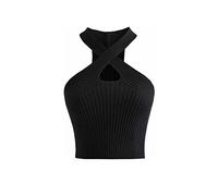 KOEMCY Damen Crop Tank Top Ärmellose Bauchfreie Knitted Sexy Camisole Casual Unterhemd