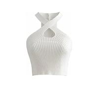 KOEMCY Damen Crop Tops Ärmellose Top Bauchfreie Camisole Tank Top Casual Unterhemd (Weiß)