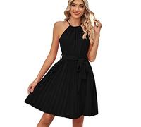 KOEMCY Damen Kleider Sexy Kleid Kurz A-Linie Kleid Wickelkleid Sommerkleid Sexy Kleid Ärmelloses Elegant Kleid (Schwarz, XL)