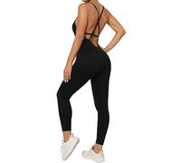 KOEMCY Jumpsuit Damen Sommer Lang Träger Kreuzgurt Sportlich Overall Figurbetont Hosenanzug Einteiler Turnanzug Romper Elegant Outfit Jumpsuits