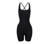 KOEMCY Jumpsuit Damen Sexy Ärmellos Rückenfrei Einteiler One Piece Nahtloser Romper Workout Casual Yoga Playsuit (Schwarz,S)