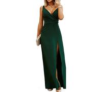 KOEMCY Sexy Kleid Damen Eng Kleid mit Schlitz Ärmelloses Sexy Grün Abendkleider Partykleid Bodycon Abendkleid Lang (Grün,M)