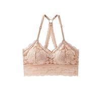 KOEMCY Spitze BH für Damen Push up Ohne Bügel BH Sexy Lifting BH Nahtlose Bralette Bandeau BH Bustier Crop Top Sexy Unterwäsche (Beige,L)