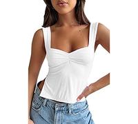 KOEMCY Crop Tops Damen Sexy Oberteile Basic Crop Tank Tops Ärmellose V-Ausschnitt Camisole Tank Top Casual Unterhemd (Weiß, S)