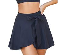KOEMCY Tennis Rock Damen Sportrock mit Schleife Hosenrock Tennisrock Skort Minirock mit Taschen Atmungsaktiv Faltenrock Sport Skirt für Training Fitness Golf Tennis