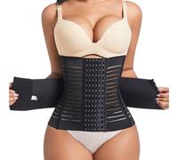 KOEMCY Waist Trainer Damen Taillentrainer Korsett Bauchweg Stark Formend Corset Shapewear Taillenformer mit Stahlknochen Atmungsaktiv Mieder Training Cincher (Schwarz/S)