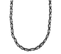 König Design 5 mm Königskette Armband Herrenkette Männer Kette Halskette Panzerkette, 22 cm Silber/Schwarz Edelstahl Ketten