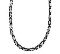 König Design 6 mm Königskette Armband Herrenkette Männer Kette Halskette Panzerkette, 75 cm Silber/Schwarz Edelstahl Ketten