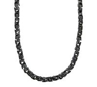 König Design 6 mm Königskette Armband Herrenkette Männer Kette Halskette Panzerkette, 80 cm Schwarz Edelstahl Ketten