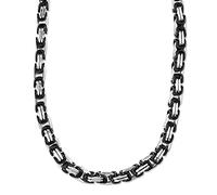 König Design 9 mm Königskette Armband Herrenkette Männer Kette Halskette Panzerkette, 35 cm Silber/Schwarz Edelstahl Ketten