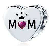 Königin Mama Charms, 925 Sterling Silber Beste Mom mit Krone CZ Herz Perlen, passen Pandora Mein erster Muttertag Armband, Geschenke für Best Mother/Stiefmutter/Armee Marine Mutter