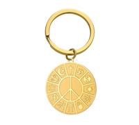 Koexistieren in Frieden Halskette Weltreligionen Friedenskette Coexist Harmonie Anhänger Frieden Religion Schlüsselanhänger Schmuck Schutz Amulett Geschenk für Herren Damen (Schlüsselanhänger gold)