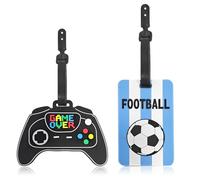 Koffer Anhänger 2Pcs, Kreative Adressanhänger Koffer Sichere Gepäckanhänger für Koffer Gepäck Tasche Erwachsene Kinder - Fußball, Spielkonsole