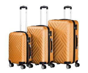 Koffer "Fischgräte", 3er Set, ABS Reisekoffer, mit Zahlenschloss Orange Orange