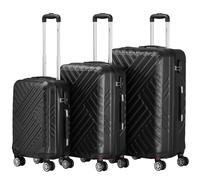 Koffer "Fischgräte", 3er Set, ABS Reisekoffer, mit Zahlenschloss Schwarz Schwarz